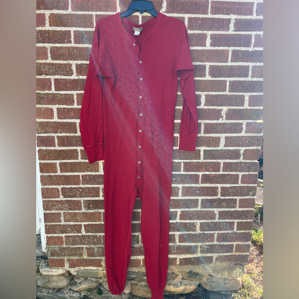 Red Union Suit By The Territory Ahead 100% Cotton Size Large Christmas Winter